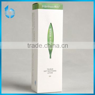 Embossed paper printed and gravure printing logo inside cosmetics packaging box for tea bud soft whitening lotion