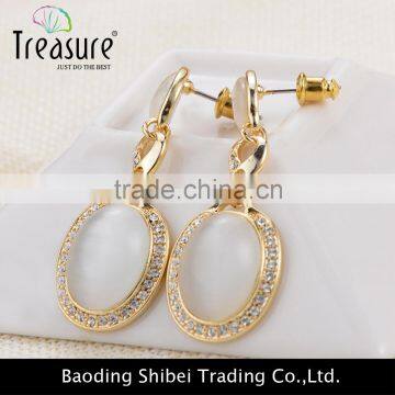Fashion Jewelry Hot Selling Wholesale Vintage Plated Alloy Oval Fashion Stud Earrings Colorful Nice Earring Opal Drop Earring photo-2
