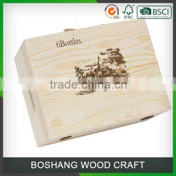 Custom box 6 Bottle Solid Wood Wine box