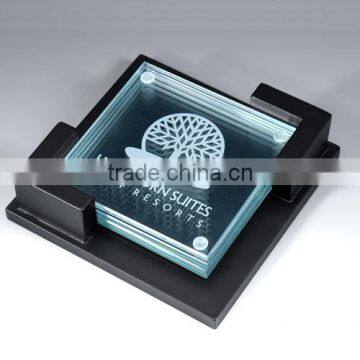 Wholesale Eco-Friendly Glass Material blank Square Glass drink Coaster with Customized logo