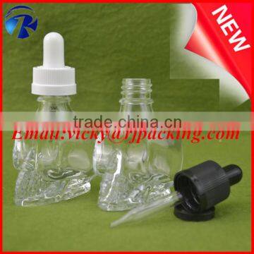 15ml 30ml 1/2 oz 1oz e juce liquid skull glass dropper bottle with shrink wrap label