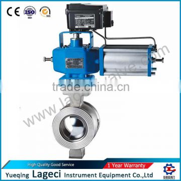 High quality sanitary stainless steel pneumatic air actuated ball valve with positioner