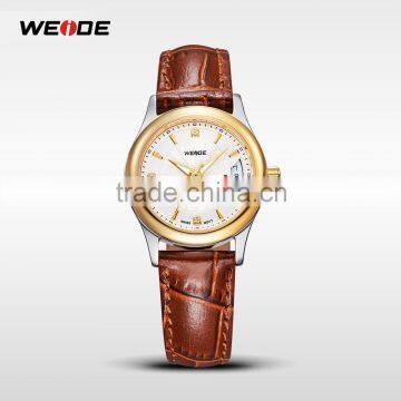 2015 WEIDE Leather Strap Gold Watch Women Dress Watches