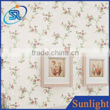 Romantic wedding room wallpaper natural flowers pattern wallpaper non-woven wallpaper paper flower wall