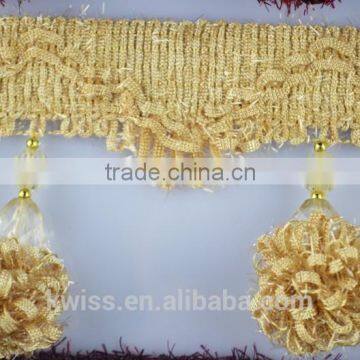 decorative beaded pom pom fringe for curtains