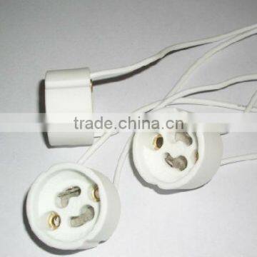 ceramic materials gu10 lamp adapter with 10cm wire