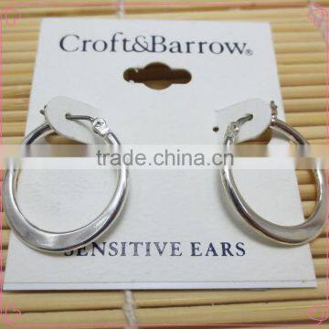 Simple Design Circle Shape White Gold Plating Hoop Earring Jewelry for Woman