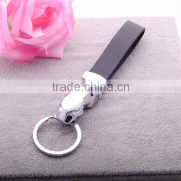 Creative Car Key Decoration , Leopard Head Hangings Gift Leather Connecting Metal Key Ring/ photo-2