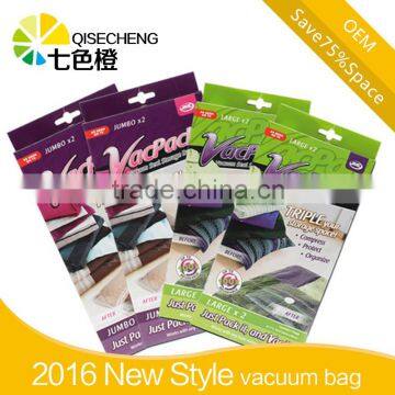 Vacuum compression bag with 75% space saving