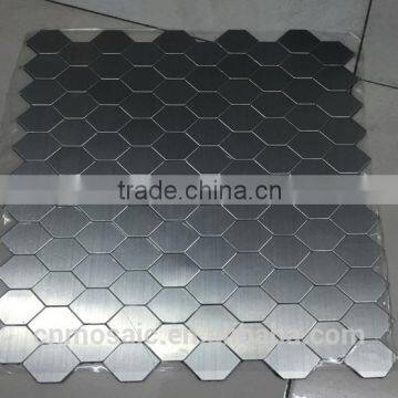 small hexagon metal mosaic with tightly spaced for kitchen