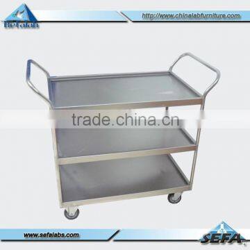 modern design lab supplies 304 stainless steel trolley with two shelves high quality