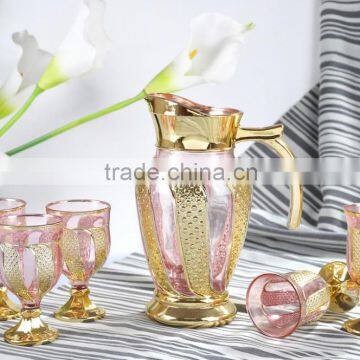 gold glass drinking water jug juice set