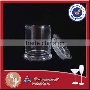 high white 180ml small clear glass candle tumblers with lid