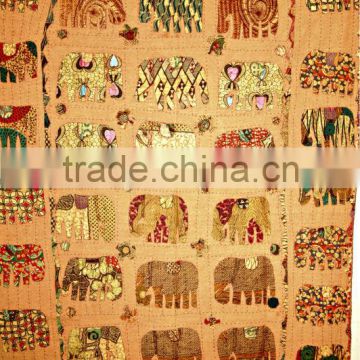 2014 Spring Collection!!! Multi Patchwork colorful Elephant design Indian handmade Bedspreads