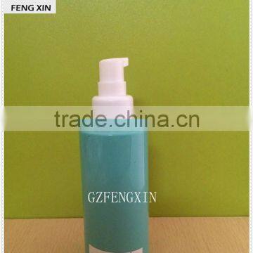 Personal care cosmetic use 100ml PET plastic material bottle with silver cap and lotion pump