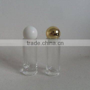 cylinder 7ml perfume glass bottle with shiny gold ball cap