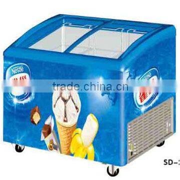 271L Curved Glass Chest Freezer Showcase