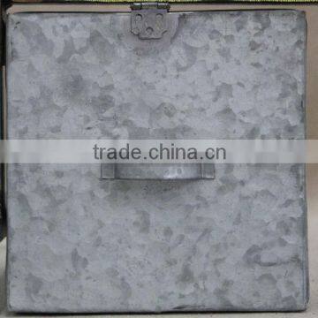 Handcraft Square Lid Vintage Galvanized Tin Storage Box photo-4
