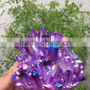 Purple Rough Crystal Stone Electroplating Titanium Coating Crystal Cluster Rainbows photo-3