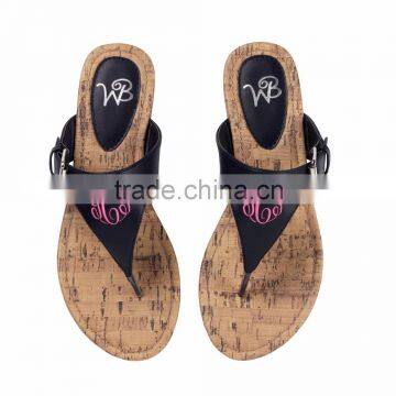 Wholesale Boutique Monogrammable Brown/Black Natalie Woman Sandal