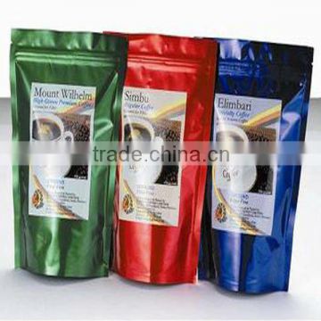 Custom printed aluminium foil bag with zip lock for coffee