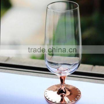 Glass Drinkware Custom Type Certification Glalead Free Clear Crystal Stem Big Glass Beer With Rose Gold Stand photo-6