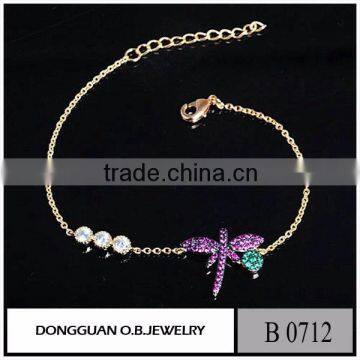 New develop two tone plated animal shape dragonfly bracelet jewelry