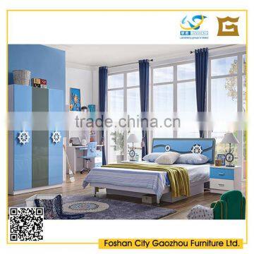 kids wooden panel bedroom furniture sets in marine helm design