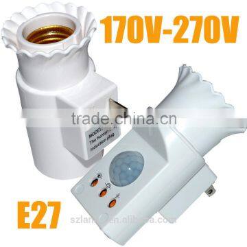 220V Human Infrared Sensor Plug E27 Adjustable Switch LED Light Lamp Bulb Holder