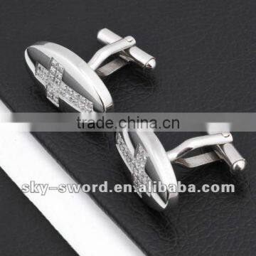 Unique Stainless steel cufflinks with zircon SC10012