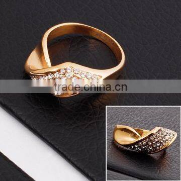 Fashion Diamond Rose Gold Stainless Steel Ring ZR10008