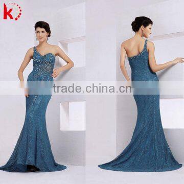 Junoesque Beaded Flower Flow Patterns One-shoulder Evening Dress 2014