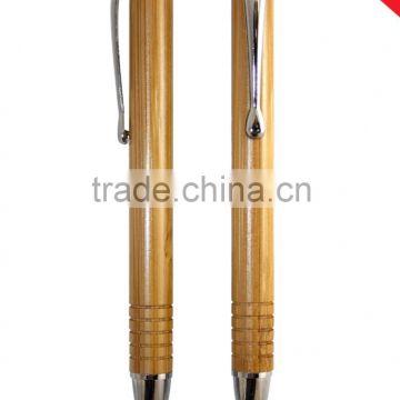 gift metal clip and tip Bamboo barrel retrackable Ballpoint Pen