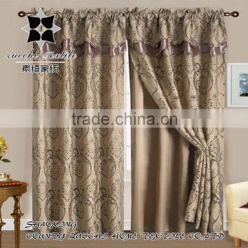 100% polyester satin lining and organza jacquard curtain panel