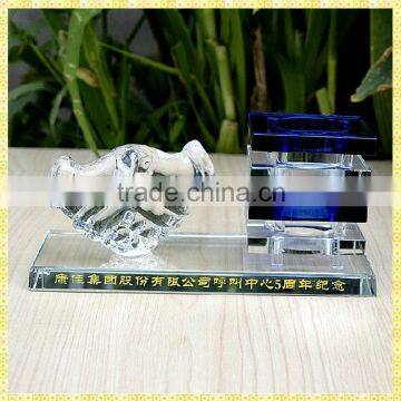 Pen Holder Clock Crystal Office Supply Set For Business Souvenirs