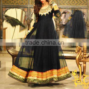 Sunshine Black Georgette Anarkali Suit/Online Anarkali Suits