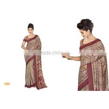 Classical Cream Bhagalpuri Silk Saree/indian designers saree online shopping