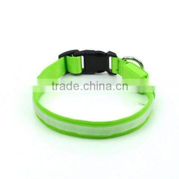 Nylon LED Dog Night Safety Collar Flashing Light up W/circular Pendant Collar Green