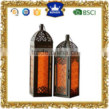 moroccan metal lanterns orange color glass