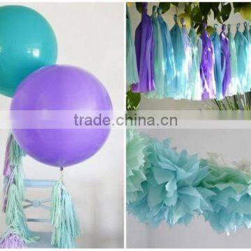 NEW party decoration kit - under the sea mermaid birthday- 2 giant 36" balloons with tassels + 10 pom poms + tassel garland
