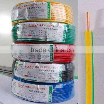 China BV 450/750V yellow/green cable