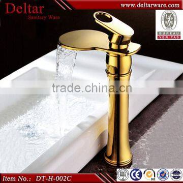 China sanitary ware faucet golden waterfall faucet, brass basin faucet for villa, copper faucet from China faucet factory