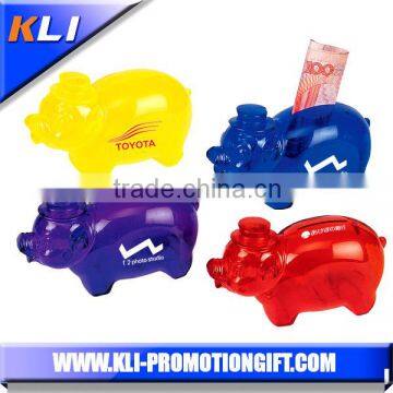 Plastic transparent pig shape kids plastic piggy bank