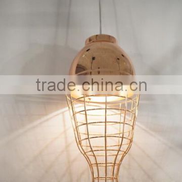 Pendant Light Modern Metal Wire Cage Copper Color Factory Decoraitive Hanging Pendant Lamp