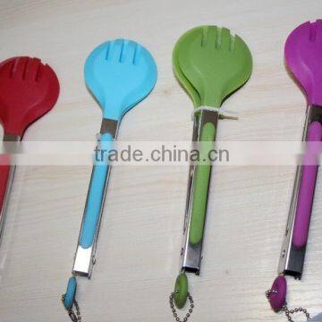 BBQ tongs wholesale bbq grill tongs rose round stainless steel +nylon tongs NL83