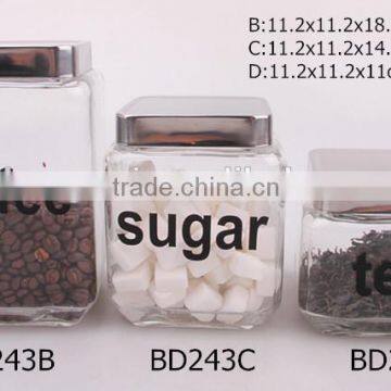 Glass Jar With Decal And Metal Lid