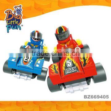 Small cheap educational building block mini toy F1 racing car 2 player toys for kids