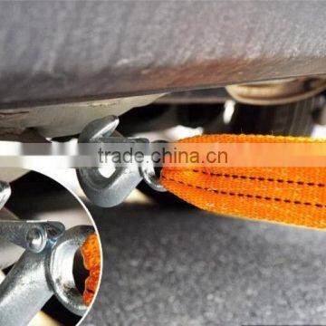 H50048 3 Tons Heavy Duty 12ft Road Emergency Trailer Rope Tow Line Strap 2 Hooks Yellow photo-4