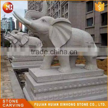 Small White Granite Outdoor Elephant Garden Statue photo-2