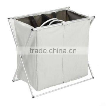 Double Layers Laundry Hamper 2 Compartment Sorters With Aluminum Frame photo-3